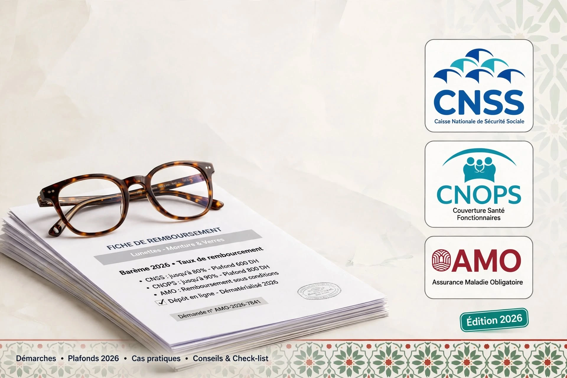 Guide complet des remboursements de lunettes au Maroc CNSS, CNOPS et AMO en 2026